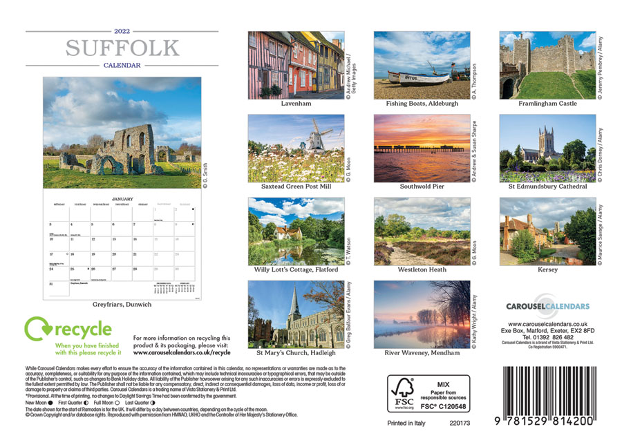 Suffolk 2022 Calendar A5 Suffolk Calendar 2022 – Anythingsuffolk – A Range Of Suffolk Printed Gifts